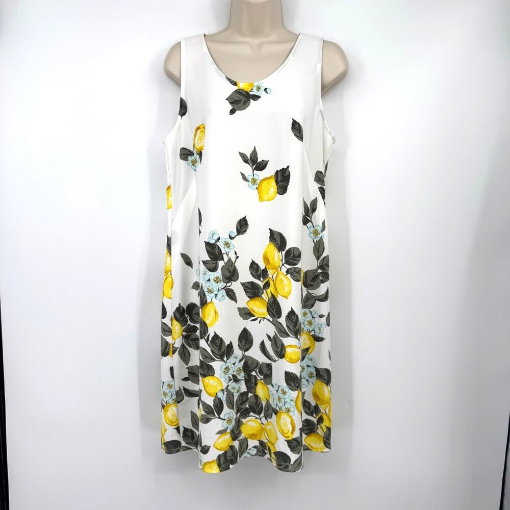 Ann Taylor Factory lemon sleeveless dress woman’s size medium white yellow